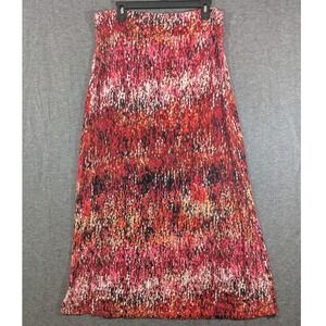 Liz Claiborne Red Pink Abstract Geometric Print‎ Maxi Long Skirt Womans Size XL